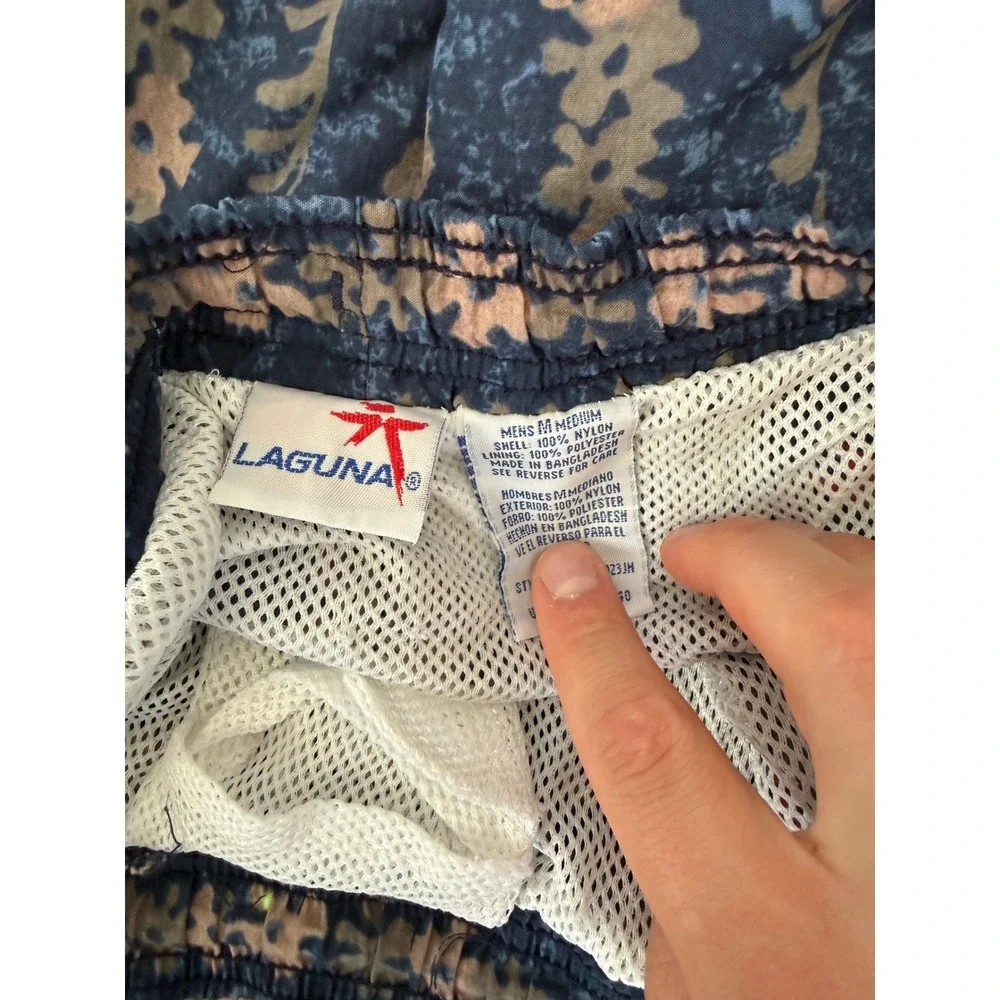 Vintage Laguna Mens Swim Trunks Mens Medium Navy Floral Tropical Board Shorts